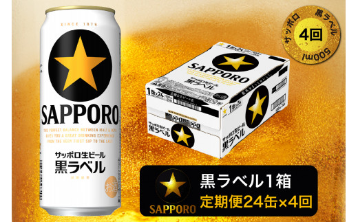 T0031-20504 【定期便4回】黒ラベルビール 500ml×1箱(24缶)【定期便