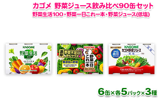 カゴメ野菜ジュース飲み比べセット 6缶×15パック 計90缶セット 【野菜一日これ一本】【野菜生活100 オリジナル】【野菜ジュース低塩】【 栃木県  那須塩原市 】