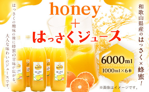honey＋はっさくジュース 1000ml×6本 村上養蜂《30日以内に順次出荷