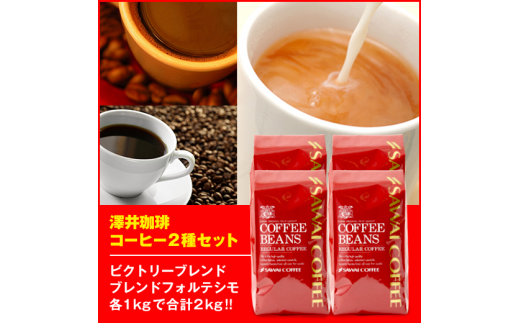 【鳥取県】A22-132 澤井珈琲 コーヒー2種セット　500ｇ×4袋