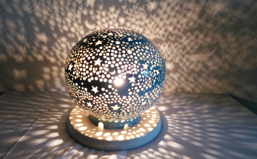 陶器のランプシェード『青い宇宙』 手作り 陶器 ランプ 照明