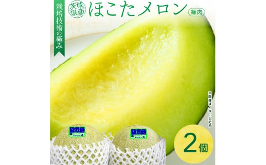 【茨城県鉾田市】完熟収穫ならではの旨味「ほこたメロン/緑肉」1箱(2個入)