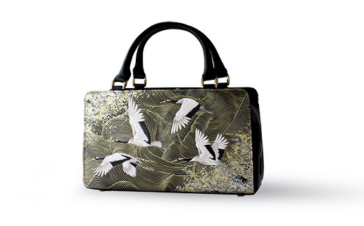 浅草文庫】利休バッグ〈祝い鶴柄〉 | ハンドバッグ 鞄 レディース