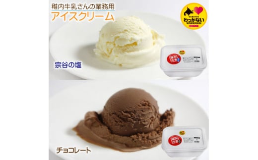 ＜業務用＞稚内牛乳のアイスクリーム2000ml×2個(宗谷の塩&チョコレート)とホッケ燻製スティック【1308062】