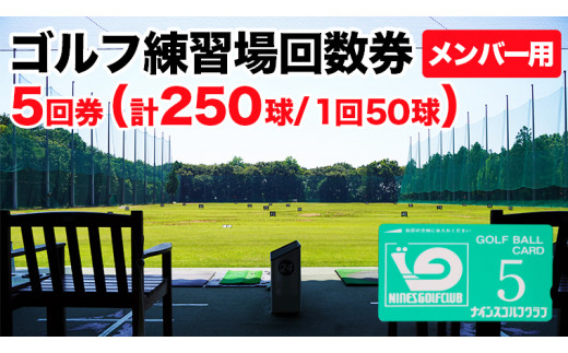 ゴルフ練習場回数券 5回券（250球） メンバー用 イベントやチケット