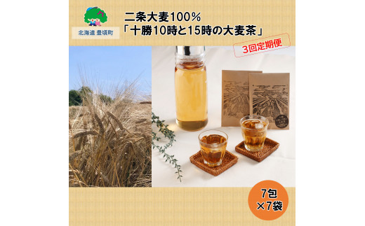 二条大麦100％「十勝10時と15時の大麦茶」7包×7袋【3回定期便】[№5891-0448]