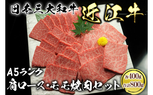 近江牛A5ランク焼肉セット800g（肩ロース400g、モモ400g）