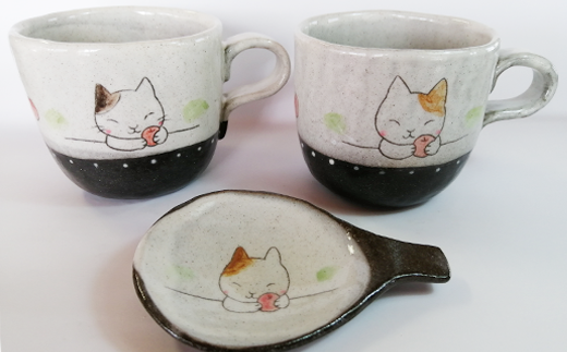 my tea time〈マグカップ＆ティーバッグトレーのセット〉ねこ柄【長内