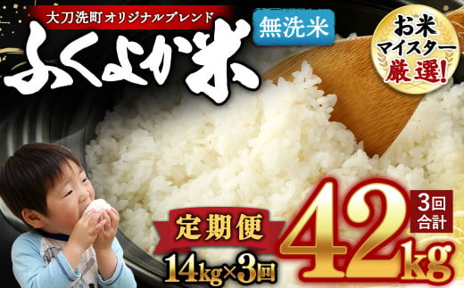 【3回定期便】｢筑後平野のふくよか米｣ 無洗米 14kg(5kg×2袋、2kg×2袋)×3回 合計42kg