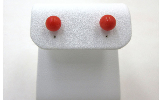 【高知県宿毛市】土佐沖赤珊瑚 約5.25〜5.5mm玉  シルバー ピアス (fpi-198)