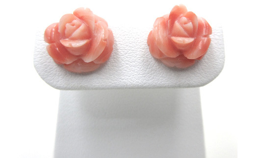 【高知県宿毛市】深海ガーネ バラ 約11.5mm K18 ピアス (fpi-189)