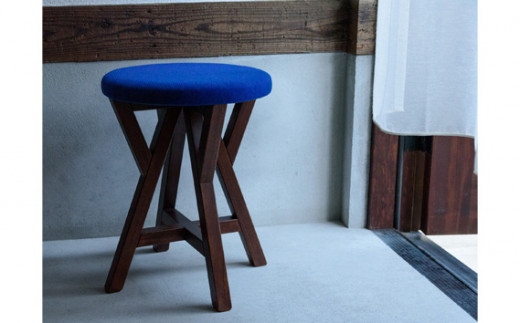 KIRI branch stool BR×BL【ブラウン×ブルー】《サイズ：直径370×440 