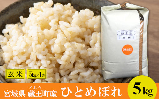 ＜令和5年産米＞蔵王産　ひとめぼれ　玄米5kg　【04301-0389】