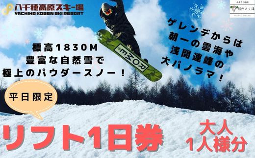 八千穂高原スキー場 平日限定 リフト１日券〔AD-01〕 - 長野県佐久穂町