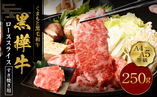 【熊本県高森町】くまもと黒毛和牛 黒樺牛 A4〜A5等級 ローススライス すき焼き用 250g