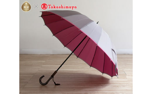 【小宮商店】甲州織「かさね」雨晴兼用長傘（グレー／ローズピンク）【高島屋選定品】｜甲州織 甲州織傘 晴雨兼用傘 ＵＶカット加工 撥水加工 耐水加工  レディース