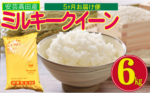 №5895-0207]米 定期便 6kg 5ヶ月 令和5年 ミルキークイーン 広島県安芸