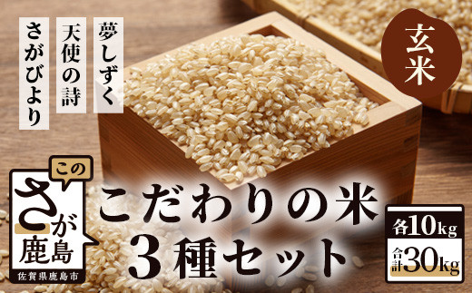 F-6 佐賀県産 さがびより・夢しずく・天使の詩の3点セット（玄米  