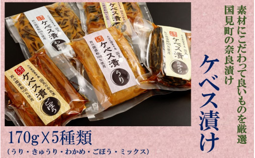 とっておきの母の味 国見町の奈良漬け「ケベス漬け」170g×5種類_