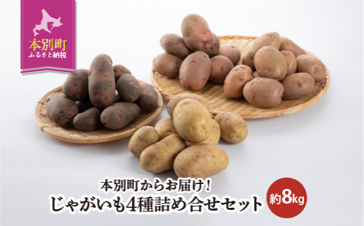 北海道本別町からお届け！じゃがいも4種詰め合せセット（約8kg）ジャガイモ いも 芋 野菜 詰め合せ 詰合せ  詰め合わせ【V004】《10月上旬-3月上旬頃より順次出荷》
