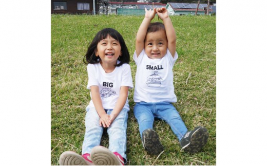 2人兄弟姉妹でおそろい/ハンバーガー SMALL×BIG プリント/ Tシャツ2枚