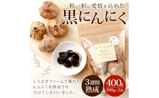 しらさぎファームの黒にんにく 400g ポリフェノール アミノ酸 ニンニク