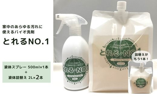 ZE-2 とれるNo.1 掃除用洗剤 液体スプレー 500ml・液体詰替え 2L×2本