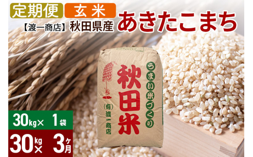 《定期便3ヶ月》あきたこまち 玄米 30kg（30kg×1袋） 秋田県産 令和4年産