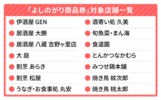 【吉野ヶ里町内で利用できる！】よしのがり商品券15,000円分（500円×30枚） 【吉野ケ里町商工会】[FBW004]