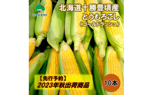 【2023年秋出荷（先行予約商品）】北海道十勝豊頃産 とうもろこし（ゴールドラッシュ）10本［こだわりの店はらっぱ］[№5891-0337]