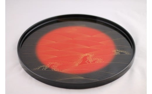 輪島塗〈大藤漆器店〉丸盆 尺一 曙 金波沈金[高島屋選定品] - 石川県