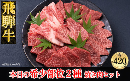 飛騨牛本日の希少部位2種焼肉セット 各420g 【冷凍】ブランド牛 国産 牛肉