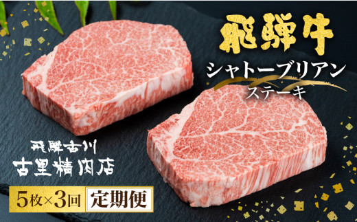 飛騨牛 定期便 ５等級のシャトーブリアンステーキ 和牛 牛肉３回お届け