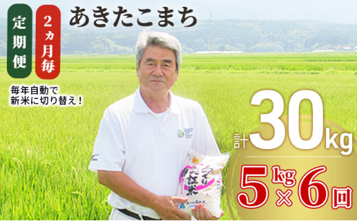 定期便〉 ひとめぼれ 白米 5kg×6回 計30kg 6ヶ月 令和4年 精米 土