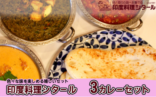 印度料理シタール 3カレーセット【カレー 詰め合わせ 加工食品 レトルト食品 惣菜 レトルト 簡単調理 】[№5346-0259]