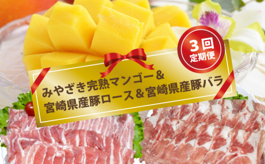 3回定期便】みやざき完熟マンゴー＆宮崎県産豚肉ロース＆バラ肉【先行