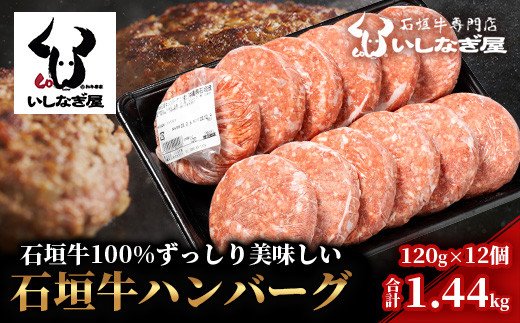 石垣牛ハンバーグ120g×12個【沖縄県 石垣市 高級 黒毛和牛 100