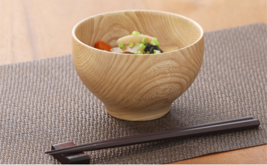 №5749-0900]十勝の樹々のうつわ 天然木製 カフェオレボウル 13cm