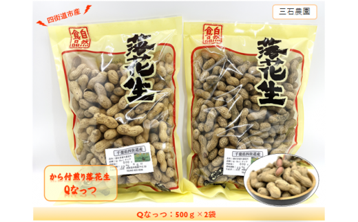 から付煎り落花生 「Qなっつ」 500g×2袋 / 豆 から付 おつまみ - 千葉