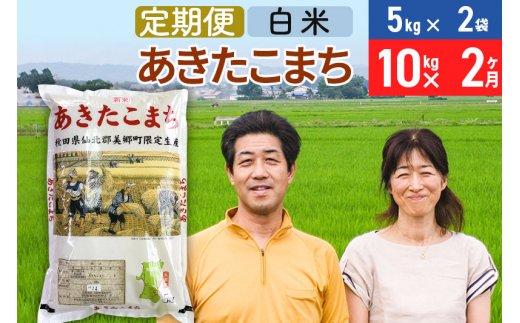 定期便2ヶ月》あきたこまち10kg（5kg×2袋）×2回 計20kg【白米】秋田県