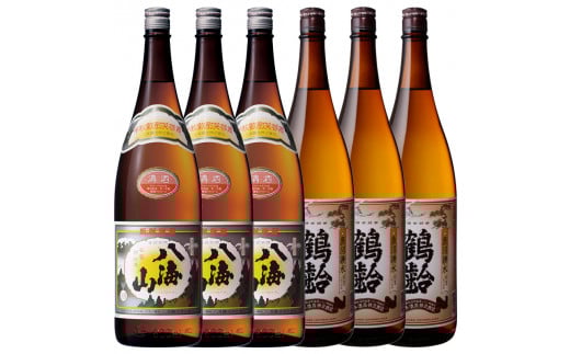 【新潟県南魚沼市】日本酒 八海山・鶴齢 1800ml×6本セット