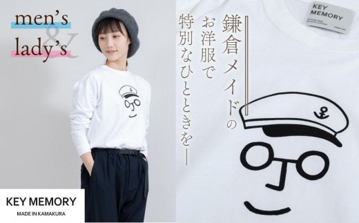 KEYMEMORY 鎌倉】セーラー帽イラストロングTシャツ WHITE - 神奈川県