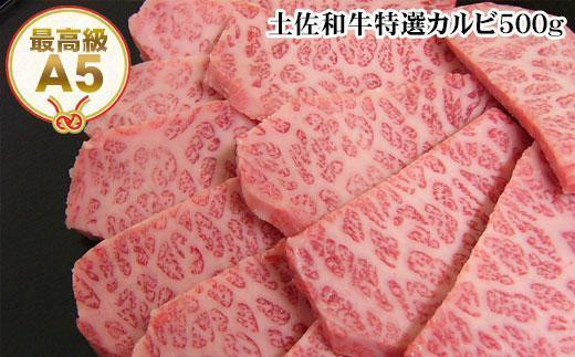 【のし付き】土佐和牛特選カルビ焼肉約500g 最高級A5 牛肉 - 高知県