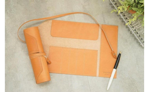 牛革 ワインブラウン ロールペンケース 本革 ペン差し 革ペンケースの