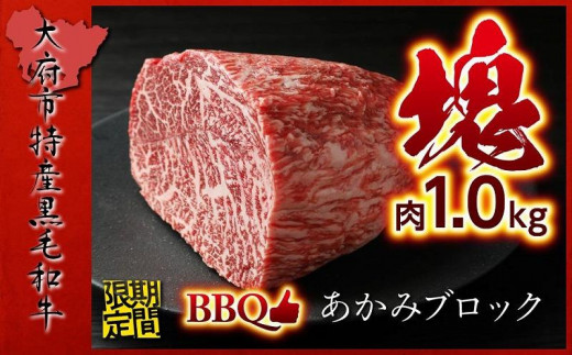 期間・数量限定】大府市特産 黒毛和牛特選あかみ塊肉 1.0kg - 愛知県