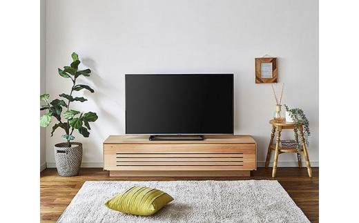 シルバー/レッド ヒノキTV台 ローボード media console