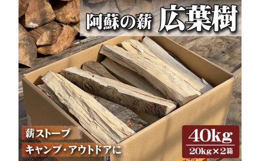 阿蘇の薪 広葉樹40kg（20kg×2箱）乾燥済み すぐに使える 焚き火 薪 