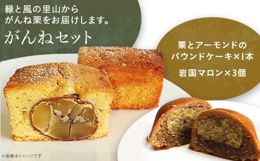 がんねセット(栗とアーモンドのパウンドケーキ×1本、岩国マロン×3個