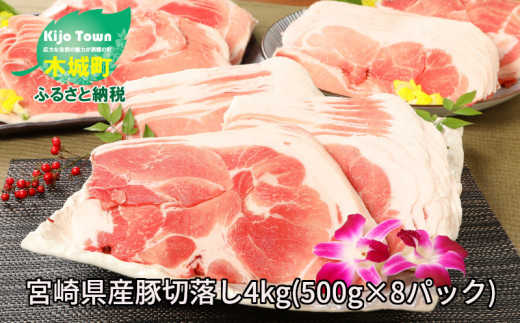 宮崎県産豚切落し4kg(500g×8パック)＞ K16_0054_3 - 宮崎県木城町