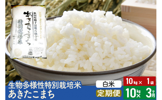 白米】《定期便3ヶ月》生物多様性特別栽培米あきたこまち 10kg（10kg×1